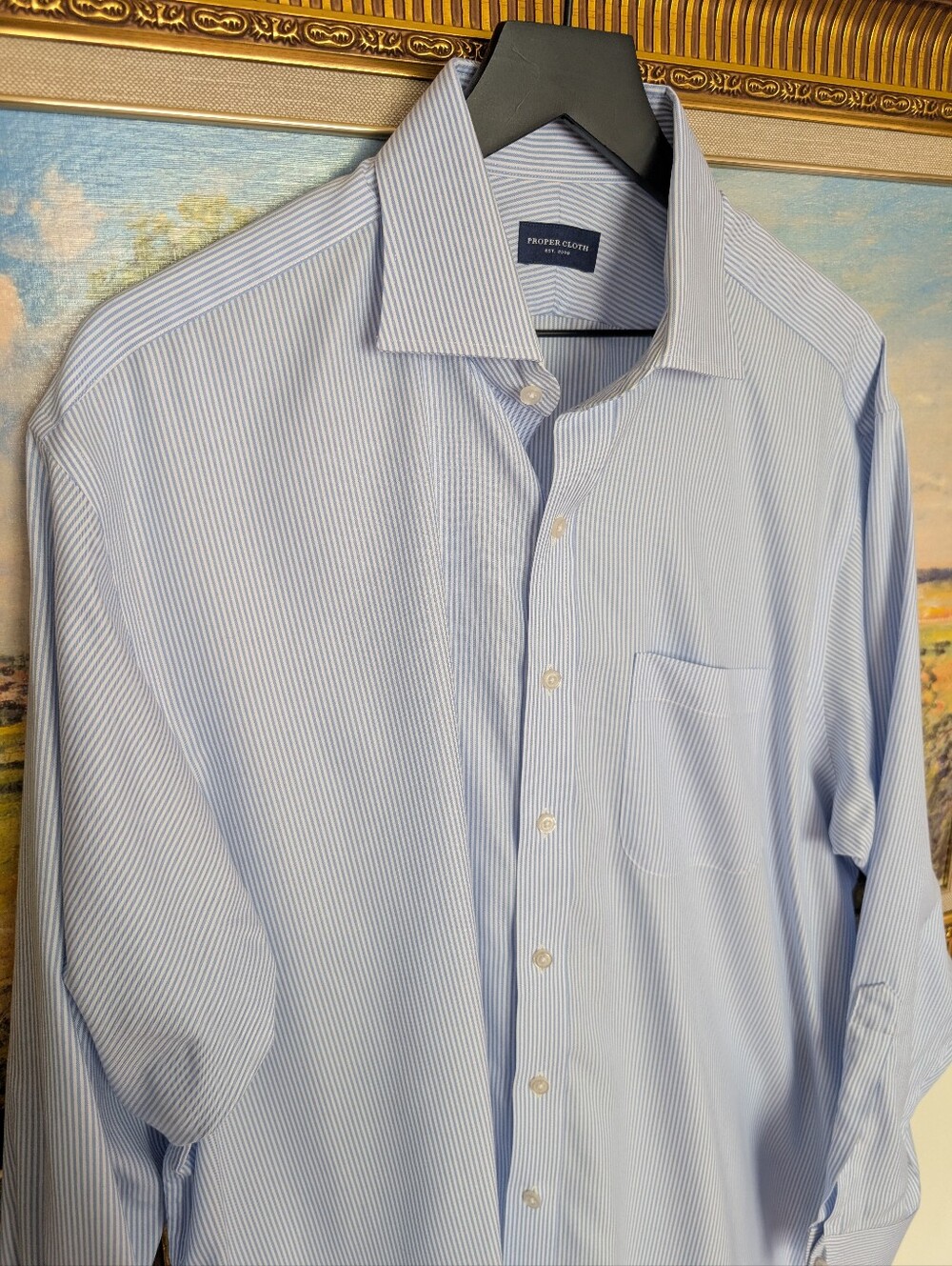 Proper Cloth Light Blue Pinstripe Men's Dress Shirt